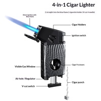 Briquet créatif à soufflage direct spécifique aux cigares avec coupe-cigares en V intégré, portable et multifonctionnel