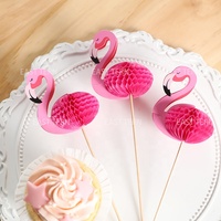 EASTTERN Topper de gâteau de fête d'été chaud le plus populaire avec ananas et motif nid d'abeille flamant rose pour la décoration de fête d'anniversaire Luau