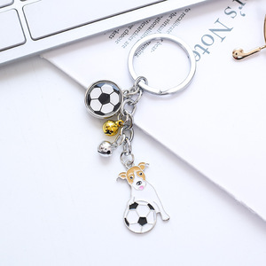 Me encanta el perro jugando al fútbol <span class=keywords><strong>Jack</strong></span> Russell Terrier llaveros colgante mujeres Metal mascota bolsa encantos coche llavero titular joyería regalos - Product Image 5