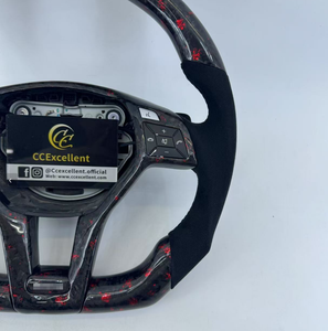 Volant en fibre de carbone personnalisé CCExcellent pour <span class=keywords><strong>Mercedes</strong></span> Benz <span class=keywords><strong>AMG</strong></span> C63 W204 <span class=keywords><strong>AMG</strong></span> CLA 45 C117 CLS <span class=keywords><strong>63</strong></span> <span class=keywords><strong>AMG</strong></span> avec flocons rouges Ford - Product Image 3