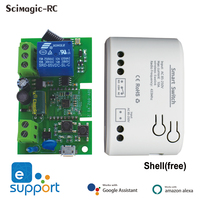Module d'interrupteur intelligent Wi-Fi Tuya 1 canal avec contrôle sans fil par application, compatible Alexa et Google, auto-bloquant, AC 220V 85-250V, RF433 PST-TYAC-1CH