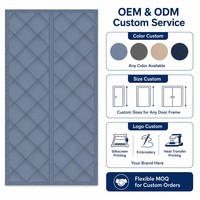 Rideau de porte en coton isolant thermique à aimants, coupe-vent matelassé à motif losanges, épais pour l'hiver, chambre et salon
