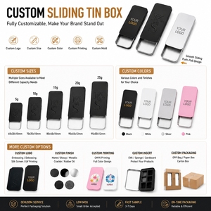 Wholesale Custom Printing Black Emboss Solid Natural Perfume Container Lip Balm <strong>Mint</strong> Rectangle Sliding Lid <strong>Tin</strong> - Product Image 2
