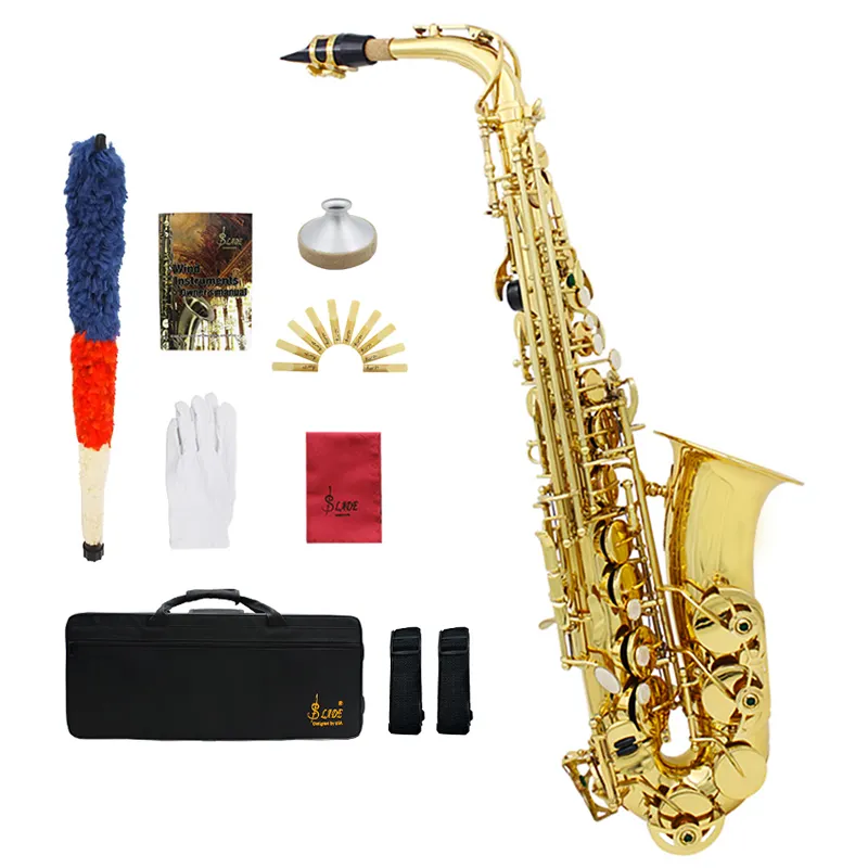 SLADE Gold Eb Leistung Praxis Messing Instrument alto saxophon Mit high-grade verpackung box zubehör Großhandel preise