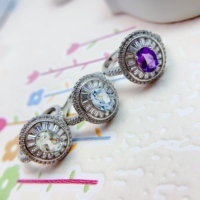 Bague élégante de luxe en argent sterling 925 avec quartz vert naturel, design en grappe de fleurs, taille ajustable, certifiée GIC, pour femmes