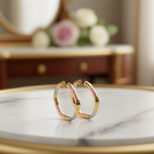 Orecchini a Cerchio Multicolore E4499 Placcati in Oro Rosa, Gioielli Geometrici in Lega di Zinco per Uso Quotidiano Femminile alla Moda - Product Image 2