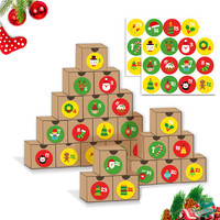 24 pièces un ensemble nouveau design calendrier de l'avent de noël boîte en papier kraft compte à rebours boîte-cadeau fête boîte-cadeau fournitures