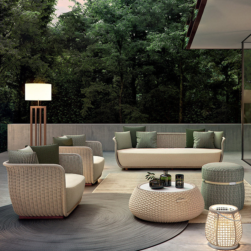 Gardening Tools Metal Garden Sets Outdoor Furniture Lounge Garden Sofa Set Patio All-weather Rope Weaving Indoor Modern TG 100