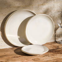 Offre Spéciale à glaçure mouchetée ensemble d'assiettes en céramique de table modernes et élégantes blanches ensemble de vaisselle vintage pour restaurant