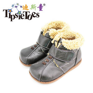 TipsieToes Manufacturer Stock Low Price <strong>Real</strong> Leather Super Soft Stylish Western Flat Fur Boots for <strong>Little</strong> Boy Girl Kids Teenager - Product Image 5