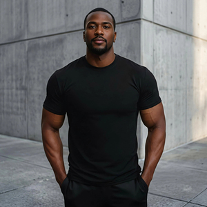 Men's Apparel Customization Logo Embroidery Sport T-Shirt Chenille Embroidery Supplier Elastic Unisex Jogging Compression Shirts - Product Image 1