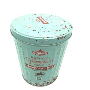 customize design metal cone-shaped popcorn tin bucket with lid