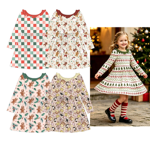 <span class=keywords><strong>Vestito</strong></span> a Maniche Lunghe per <span class=keywords><strong>Bambina</strong></span> in Tessuto Seta di Latte, Personalizzabile con Stampa Natalizia, Abbigliamento per Neonati Carino e Alla Moda - Product Image 1