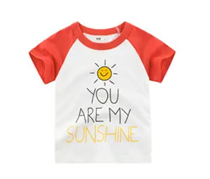 儿童 t恤最新设计男婴夏季服装字母印花男孩 t恤短袖酷男孩顶级儿童服装