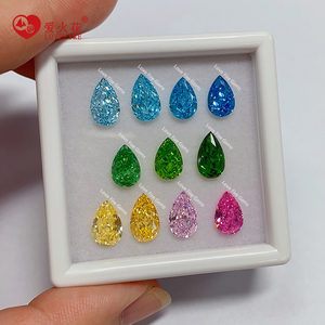 5A + lớp tổng hợp CZ Stones Aquamarine màu xanh lá cây nghiền nát Ice cut Pear Shape Loose đá Cubic Zirconia - Product Image 5