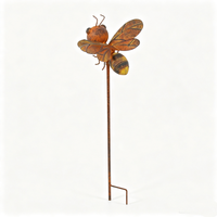 Piquets de jardin en métal personnalisés en forme d'abeille, sculpture en métal rouillé pour la décoration extérieure de la cour, du jardin et des parterres de fleurs