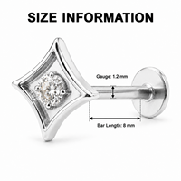 Vente en gros de bijoux de piercing pour cartilage pour enfants en titane F136 à dos plat, modèles labret, clous, zircon, aile de papillon, motif vigne, étoile