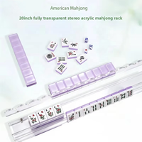 Support de Mahjong en Acrylique Transparent Anti-Rayures avec Barre de Poussée Intégrée à Bord Festonné pour l'Organisation de Table de Jeu de Mahjong Domestique