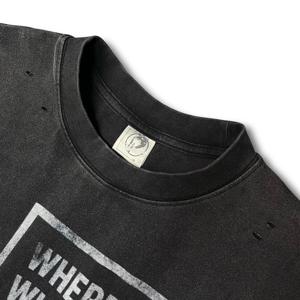 เสื้อยืดผู้ชายสไตล์วินเทจสีดำลายการ์ตูน พิมพ์ลายหนา ระบายอากาศได้ดี ทรงโอเวอร์ไซส์ ผ้าคอตตอนแท้ ซักย้อมสีแบบแอซิดวอช แขนเดี่ยว รับผลิตแบบ OEM - Product Image 3