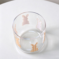 Verre à eau en verre transparent, directement de l'usine, avec motif lapin mignon personnalisé, pour la maison et les fêtes de Pâques