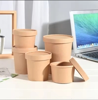 Récipient alimentaire jetable marron étanche personnalisé 8 12 16 24 32 oz tasses à soupe salade de nouilles bol en papier kraft avec couvercle