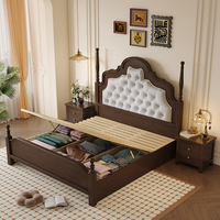 Cadre de lit plateforme en bois de caoutchouc moderne haut de gamme, durable, écologique, taille double standard, style vintage du milieu du siècle, fabriqué en Chine