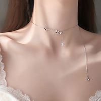 S999 Sterling Silber Zirkon Bohemian Schmetterling Quaste O-förmige Gliederkette Damen Instagram Kleine Blumen Choker