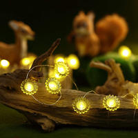 Guirnalda de Luces LED de Primavera/Verano, 20 Piezas, Decoración de Girasoles de Cobre, Funciona con Pilas, Luz Blanca Cálida