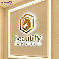 Enseigne de réception lumineuse personnalisée pour intérieur, logo 3D rétroéclairé en acier inoxydable, enseigne lumineuse personnalisée pour institut de beauté, salon de coiffure
