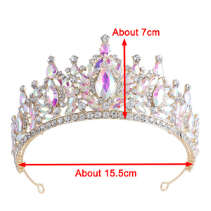 Corona di alta qualità da sposa europea e americana in lega con strass a occhio di cavallo corona della <span class=keywords><strong>regina</strong></span> corona nuziale compleanno squisita <span class=keywords><strong>Tiara</strong></span> - Product Image 6