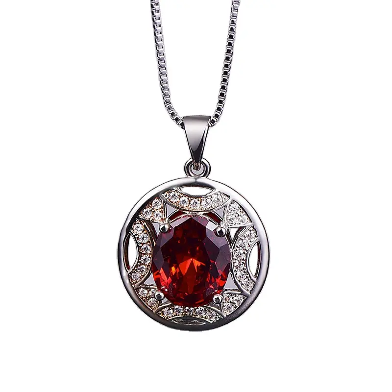 Cheap Classic Retro Round Pendant Super Flash Anti Diamond Hollow Diamond Necklace