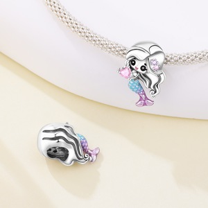 Pendentif classique plaqué argent, pendentif en forme de cœur sirène musicale flocon de neige, bijoux en laiton blanc, un cadeau pour femme - Product Image 3