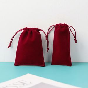 Sacs de rangement pour bijoux personnalisés avec logo, en tissu peluche, avec cordon de serrage, prix d'usine, vente en gros - Product Image 5
