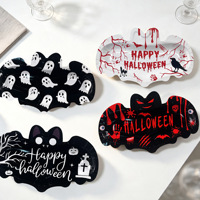Assiettes jetables d'Halloween en forme de cercueil, chauve-souris, fantôme, squelette – Plateaux étanches, résistants à l'huile, biodégradables pour fêtes