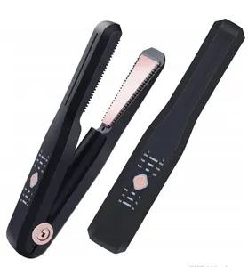 Factory Hot Selling Wireless Ceramic Flat Iron Private Label Draadloze Usb Oplaadbare Mini Stijltang En Krultang