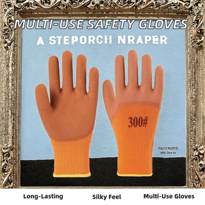 Gants de sécurité antidérapants en latex marron, orange, rouge, texture lisse, pour la construction et la réparation automobile, taille XL 25cm, fabriqués en Chine - Product Image 2