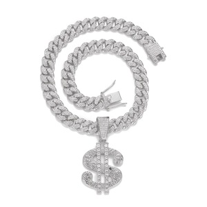 שרשרת ההיפ-הופ של גברים שרשרת עם תליון גדול שרשרת של פאנק בסגנון פאנק סגסוגת מכתב אופנתי - Product Image 5