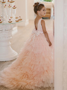 Festa di <span class=keywords><strong>matrimonio</strong></span> bambini abbigliamento formale piccola <span class=keywords><strong>damigella</strong></span> d'onore senza maniche qualità lungo fino al pavimento per bambini Tween abiti da ragazza fiore - Product Image 2