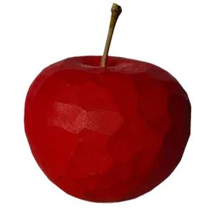 Creative Curved Red Wooden Apple Handmade Crafts for Home Desktop Decorations Wood Fruit Decor Gifts for Friends