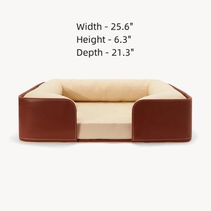 디자이너 명품 강아지 침대 소파, 매우 편안하고 부드러운 메모리폼 가죽, 모던한 직사각형 디자인, 관절 보호 기능 - Product Image 3