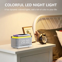 Estación de Carga Inalámbrica Rápida de 15W con Lámpara de Noche RGB, Altavoz, Reloj Despertador Digital para Dormitorio y Escritorio