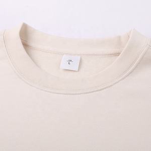 Cómodo Jersey de algodón pesado con hombros caídos sudaderas con capucha Bordado de lana estampado en blanco cuello redondo bolsillo sudadera - Product Image 3