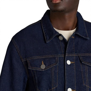 Chaqueta de Mezclilla Azul Oscuro para Hombre, Cierre de Botones, Corte Regular, Color Sólido, Diseño con Costuras Decorativas, Lavable, para Otoño - Product Image 6