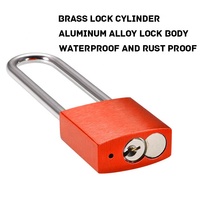 Cadenas de sécurité antivol en alliage d'aluminium anodisé coloré, avec anse chromée et cylindre en laiton nickelé, à clé, pour usage industriel