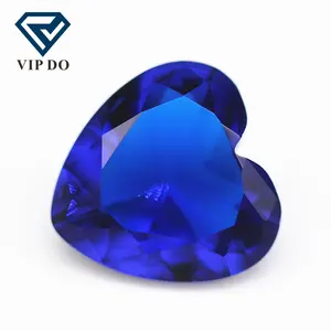 Diamond cut heart cut spinel blue crystal glass loose gemstones heart shape synthetic glass stones blue glass crystal gemstones