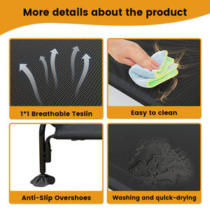 Luxe Moderne Hondenbedje Met Metalen Frame Teslin-Stof Draagbaar En Ademend Milieuvriendelijk Stevig Patroon Verhoogd Huisdierenbed - Product Image 4