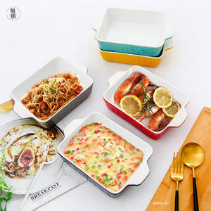 Ensemble de plats à gratin rectangulaires en céramique de style nordique, 3 pièces, résistants au four, ustensiles de cuisine pour la maison - Product Image 3