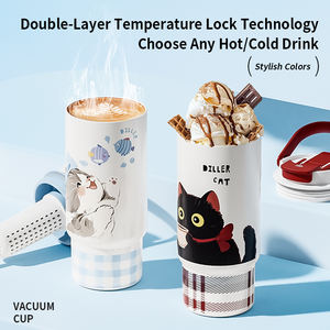 Gobelet isotherme pour voiture DILLER 920 ml avec revêtement céramique, acier inoxydable 316, mug de voyage 32 oz avec poignée, paille et filtre à thé - Product Image 5