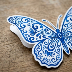 Cartoncini Espositivi per Orecchini Personalizzati Stile Chinoiserie Blu e Bianco con <span class=keywords><strong>Farfalle</strong></span>, in Porcellana Vintage Spessa, per Esposizione Gioielli, OEM, Personalizzabili, All'ingrosso - Product Image 2