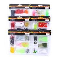 Vente en gros de SOL001 ~ 007 hameçons à tête plombée en plomb artificiel et appâts à vis sans fin en plastique souple leurres de pêche kit combiné